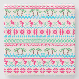 Hässlicher Weihnachtspullover Tropischer Flamingo Steinuntersetzer