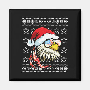 Hässlicher Weihnachtspullover USA-Flagge Weißkopfs Magnet