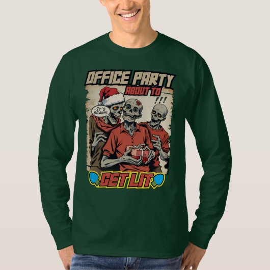 Hässlicher Weihnachtspullover Zombies Gehirne Comi T-Shirt (Vorderseite)