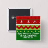 Hässlicher Weihnachtsstrickjacke-Sieger-Knopf Button (Vorne & Hinten)