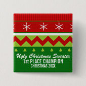 Hässlicher Weihnachtsstrickjacke-Sieger-Knopf Button (Vorderseite)