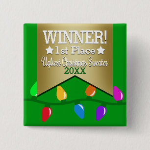 Hässlicher Weihnachtsstrickjacke-Sieger-Knopf Button