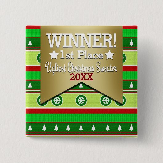 Hässlicher Weihnachtsstrickjacke-Sieger-Knopf Button (Vorderseite)