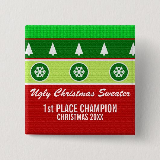 Hässlicher Weihnachtsstrickjacke-Sieger-Knopf Button (Vorderseite)