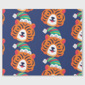 hässlicher Weihnachtstiger-Weihnachtsmann Geschenkpapier (Flach)