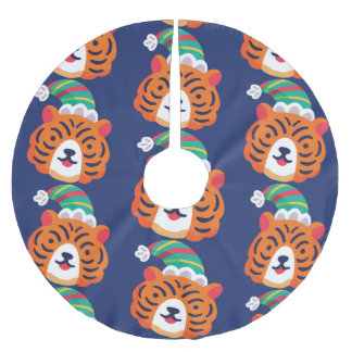 hässlicher Weihnachtstiger-Weihnachtsmann Polyester Weihnachtsbaumdecke