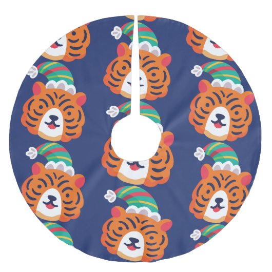 hässlicher Weihnachtstiger-Weihnachtsmann Polyester Weihnachtsbaumdecke (Vorderseite)