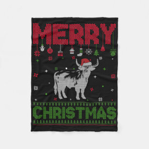 Hässlicher Weihnachtsurlaub Spaß Kuh Grafik Fleecedecke
