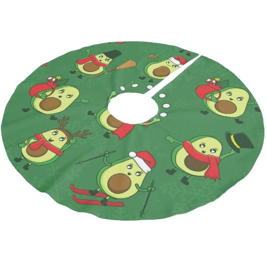 hässlicher Weihnachtsweih avocado santa Winter Polyester Weihnachtsbaumdecke (Schrägansicht)