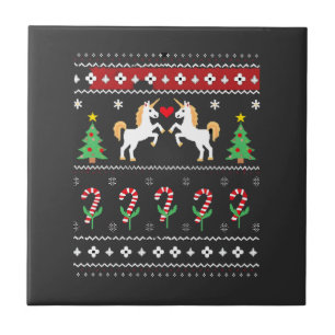 Hässliches Einhorn-Weihnachtspullover-Party-T-Shir Fliese