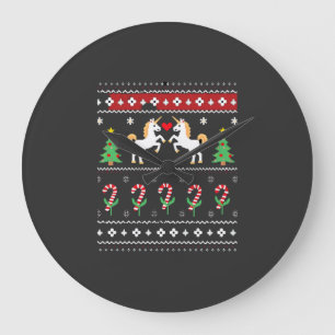 Hässliches Einhorn-Weihnachtspullover-Party-T-Shir Große Wanduhr