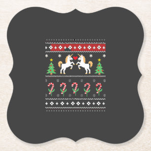 Hässliches Einhorn-Weihnachtspullover-Party-T-Shir Untersetzer