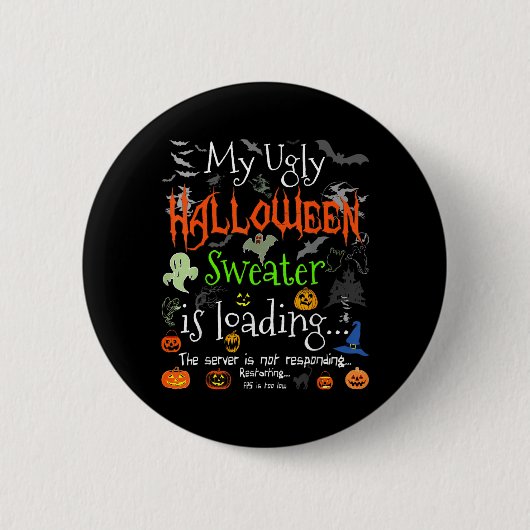 Hässliches Halloween-Pullover-Laden - Lustiges Hal Button (Vorderseite)