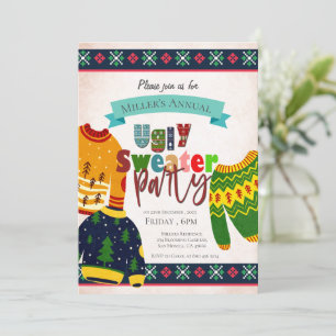 Hässliches Pullover-Muster Weihnachtsfeier-Einladu