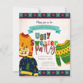 Hässliches Pullover-Muster Weihnachtsfeier-Einladu (Vorderseite)