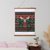 Hässliches Rentier im Pullover Wandteppich Mit Holzrahmen (Schlafzimmer)