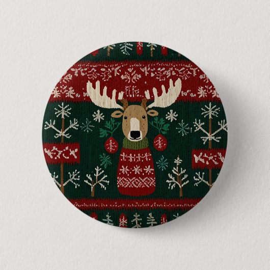 Hässliches Rentier im Sweatshirt Button (Vorderseite)