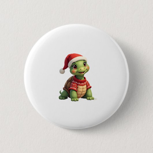 Hässliches Schildkröten-Sweatshirt mit Weihnachtsm Button (Vorderseite)