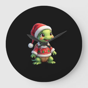 Hässliches Schildkröten-Sweatshirt mit Weihnachtsm Große Wanduhr
