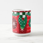 Hässliches Schneeflockenmuster Rot Grün Pullover Kaffeetasse (Mittel)