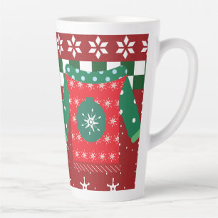 Hässliches Schneeflockenmuster Rot Grün Pullover Milchtasse