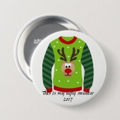 Hässliches Strickjacke-Party-Ren-WeihnachtsButton Button (Vorne & Hinten)