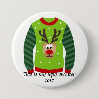 Hässliches Strickjacke-Party-Ren-WeihnachtsButton Button
