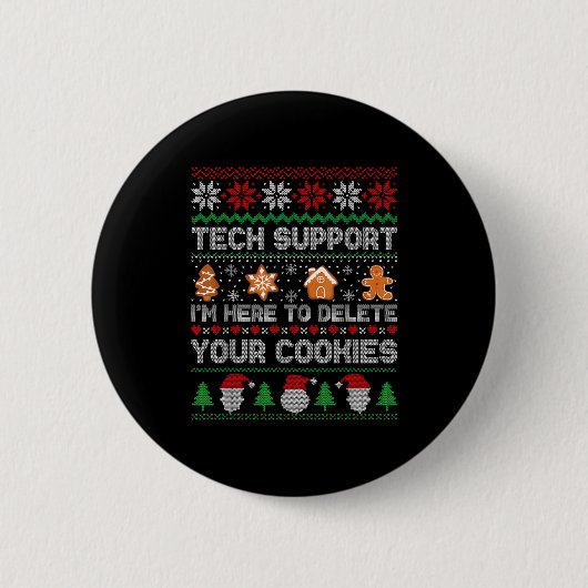 Hässliches Weihnachten Lustiger Tech-Support Hier Button (Vorderseite)