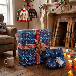 Hässliches Weihnachts-Ski-Muster Feiertag Geschenkpapier