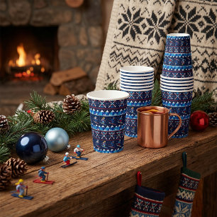 Hässliches Weihnachts-Ski-Muster-Feiertag  Pappbecher