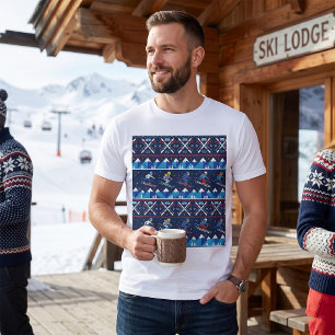 Hässliches Weihnachts-Ski-Muster Feiertag T-Shirt