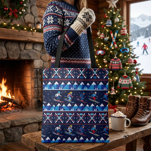 Hässliches Weihnachts-Ski-Muster Feiertag Tasche