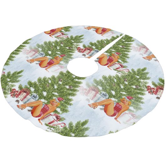 hässliches Weihnachtspulli-Button Polyester Weihnachtsbaumdecke (Schrägansicht)