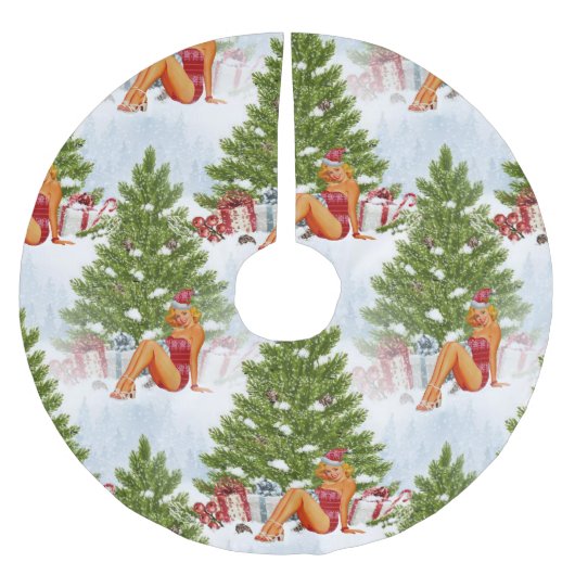 hässliches Weihnachtspulli-Button Polyester Weihnachtsbaumdecke (Vorderseite)