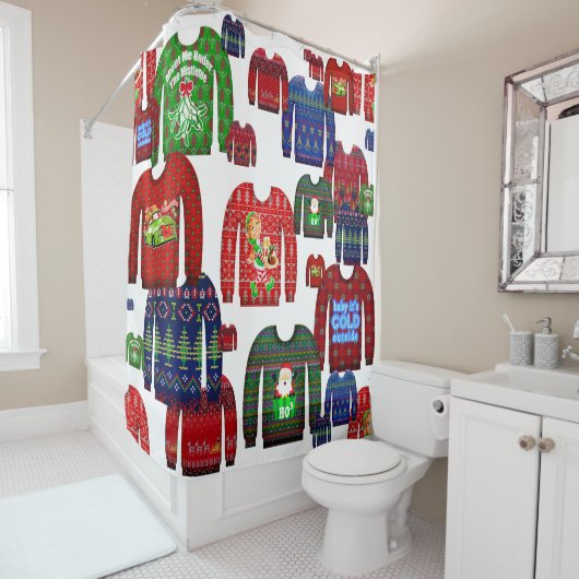 hässliches Weihnachtspulli Party Duschvorhang (Beispiel)
