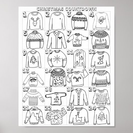 Hässliches Weihnachtspullover Advent-Zählung Ausma Poster (Vorne)