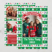 Hässliches Weihnachtspullover-Familienfoto  Feiertagskarte (Vorne/Hinten)