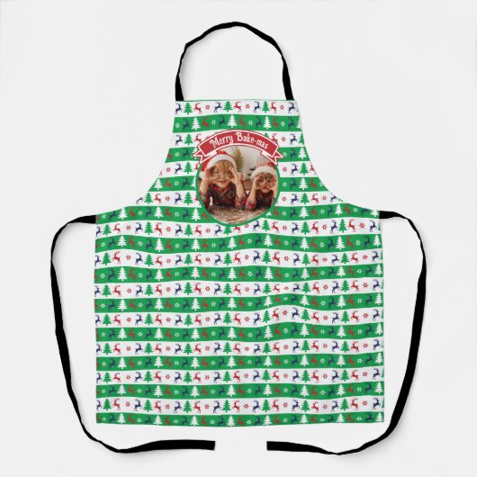 Hässliches Weihnachtspullover Helles Jumper-Foto Schürze (Vorderseite)