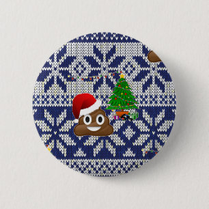 hässliches Weihnachtspullover-Kot-Emoji Button