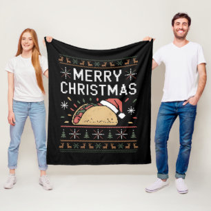 Hässliches Weihnachtspullover-Lichter-Santa-Taco-C Fleecedecke