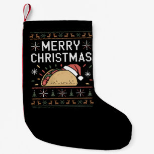 Hässliches Weihnachtspullover-Lichter-Santa-Taco-C Kleiner Weihnachtsstrumpf