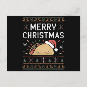 Hässliches Weihnachtspullover-Lichter-Santa-Taco-C Postkarte