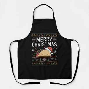 Hässliches Weihnachtspullover-Lichter-Santa-Taco-C Schürze