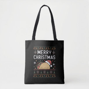 Hässliches Weihnachtspullover-Lichter-Santa-Taco-C Tasche