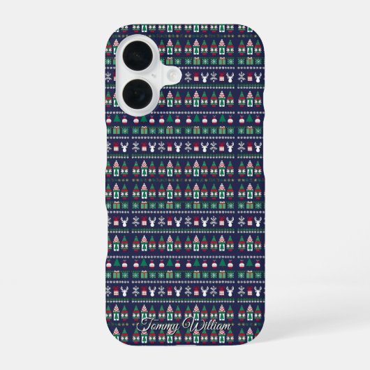 hässliches Weihnachtspullover-Muster iPhone 16 Hülle (Rückseite)