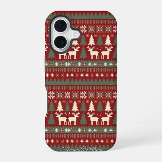 Hässliches Weihnachtspullover-Muster iPhone 16 Hülle (Rückseite)