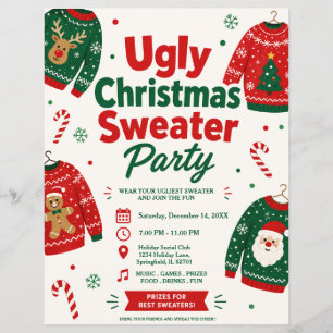 Hässliches Weihnachtspullover-Partyflyer Flyer