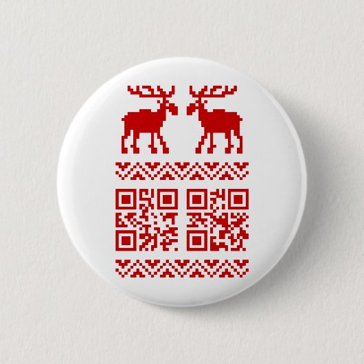 Hässliches Weihnachtspullover QR Code Frohes Neues Button (Vorderseite)