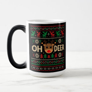 Hässliches Weihnachtspullover-Tasse 'Oh Deer' Verwandlungstasse