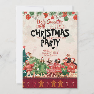 Hässliches Weihnachtspullover-Teenager-Weihnachtsf Einladung